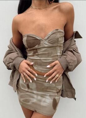 NWT Princess Polly Brown Tie Dye Mesh The Brynn Set Women's 12
